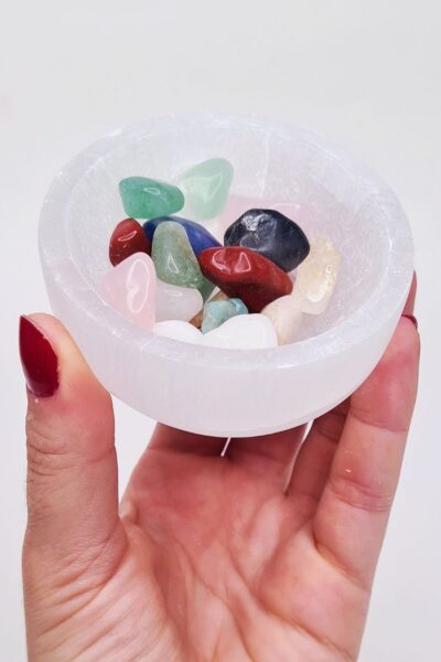 Mini Bowl de Selenita para Limpeza de Cristais Polida – Kristaloterapia